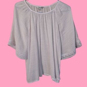 Counterparts NWT! White Gauze Lace Trim Tunic/Top Boho Shirt Oversized S:Med